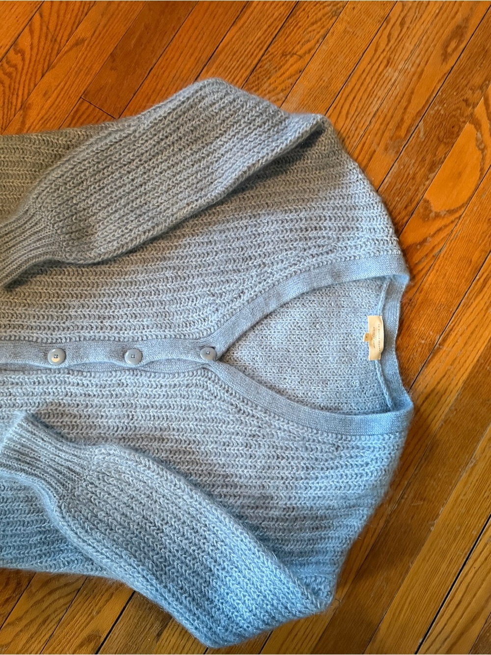 Sezane Light Blue V-Neck Knit Cardigan Sweater